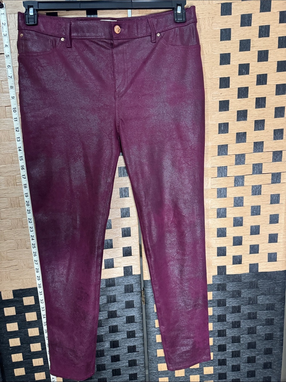 Woman’s Chico’s Burgundy Leather-Look Pants